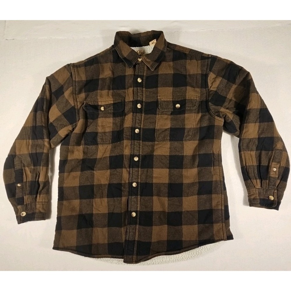 Red Head Fleece Lined Flannel Shacket‎ Jacket Mens Large Brown/Black Plaid